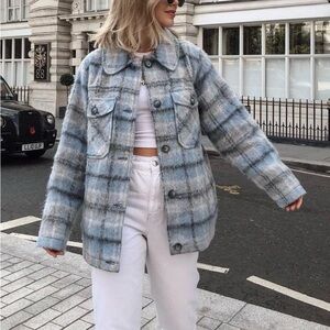 Topshop plaid blue grey shirt jacket
